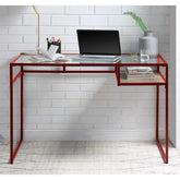 Yasin Red & Glass Desk Model 92584 By ACME Furniture
